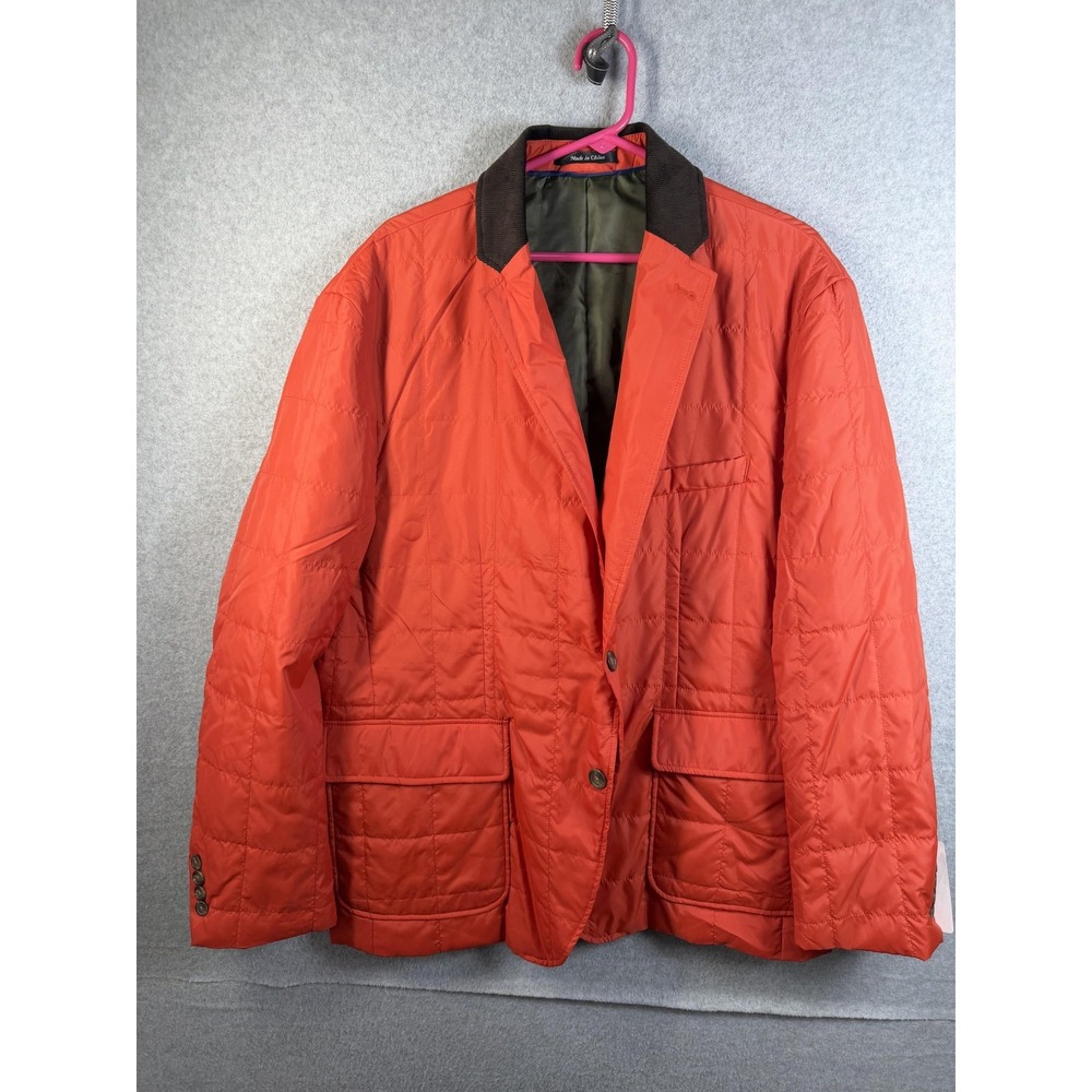 Chaps Blazer Coat Mens 46R Orange Quilted Polyester Sport Jacket Casual